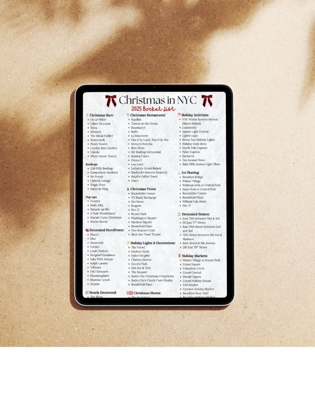 NYC Christmas List Mockup